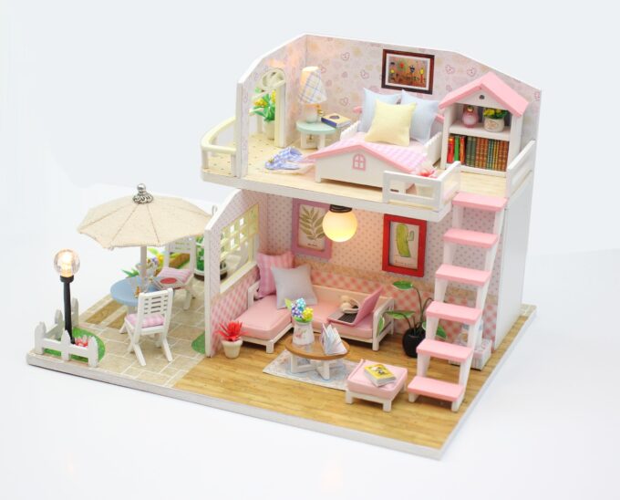 Pink Loft Cottage Miniature